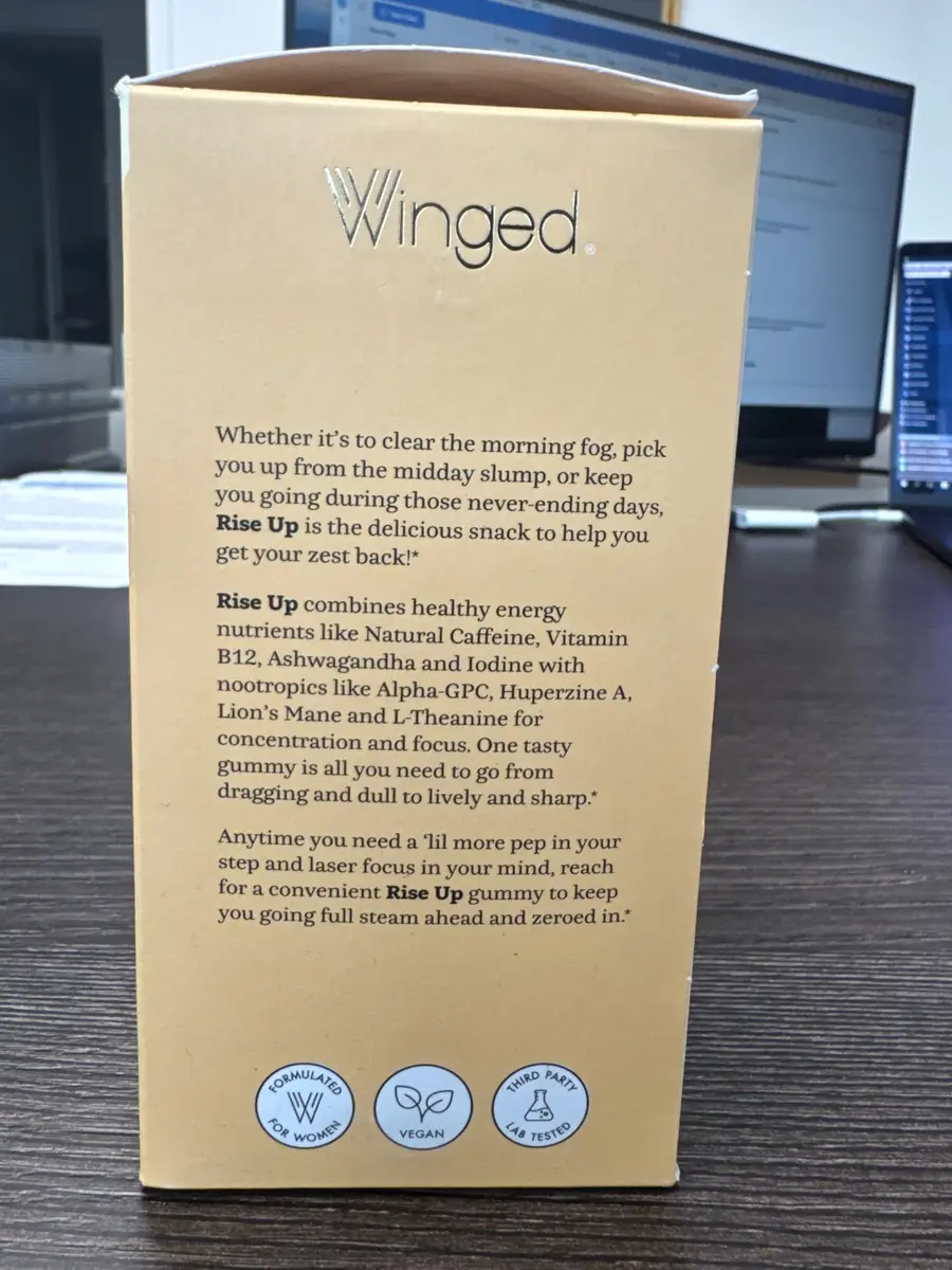 Winged Wellness Rise Up, Energy & Focus Gummies for Women, 180 Gummies | Vegan Brain & Energy Support - view 4