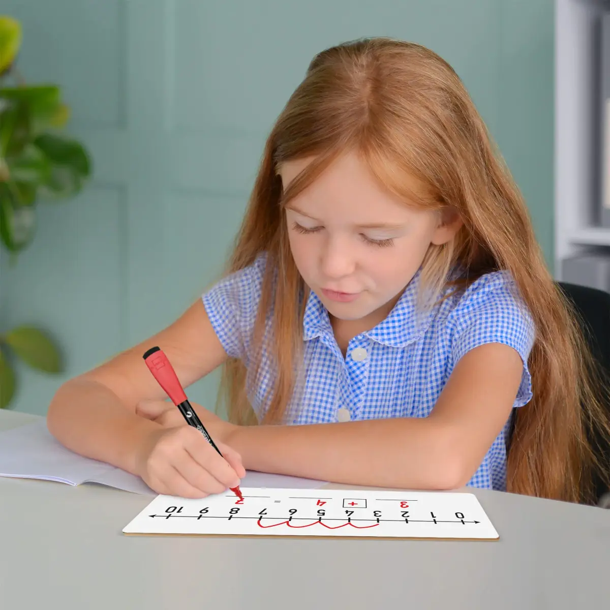 Scribbledo Dry Erase Number Line Board 30.48cm x 10.16cm (12"x4") | Double-Sided Math Practice for Grades 1-2 - view 4
