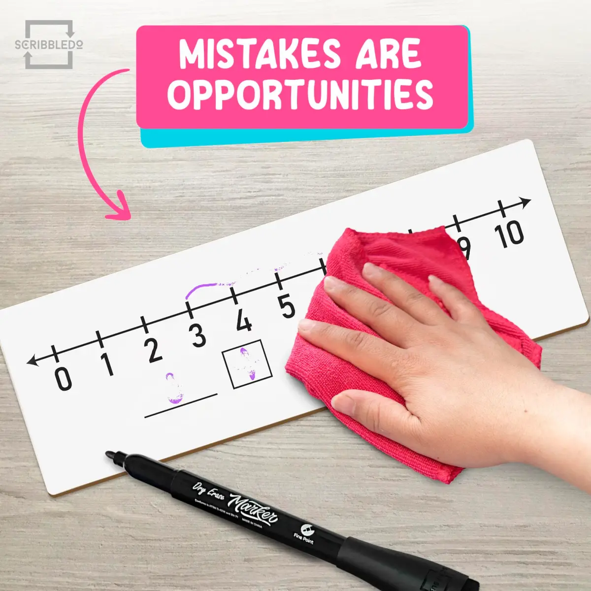Scribbledo Dry Erase Number Line Board 12x4 Inches Double Sided 5 Pack | Math Practice for Students - view 6