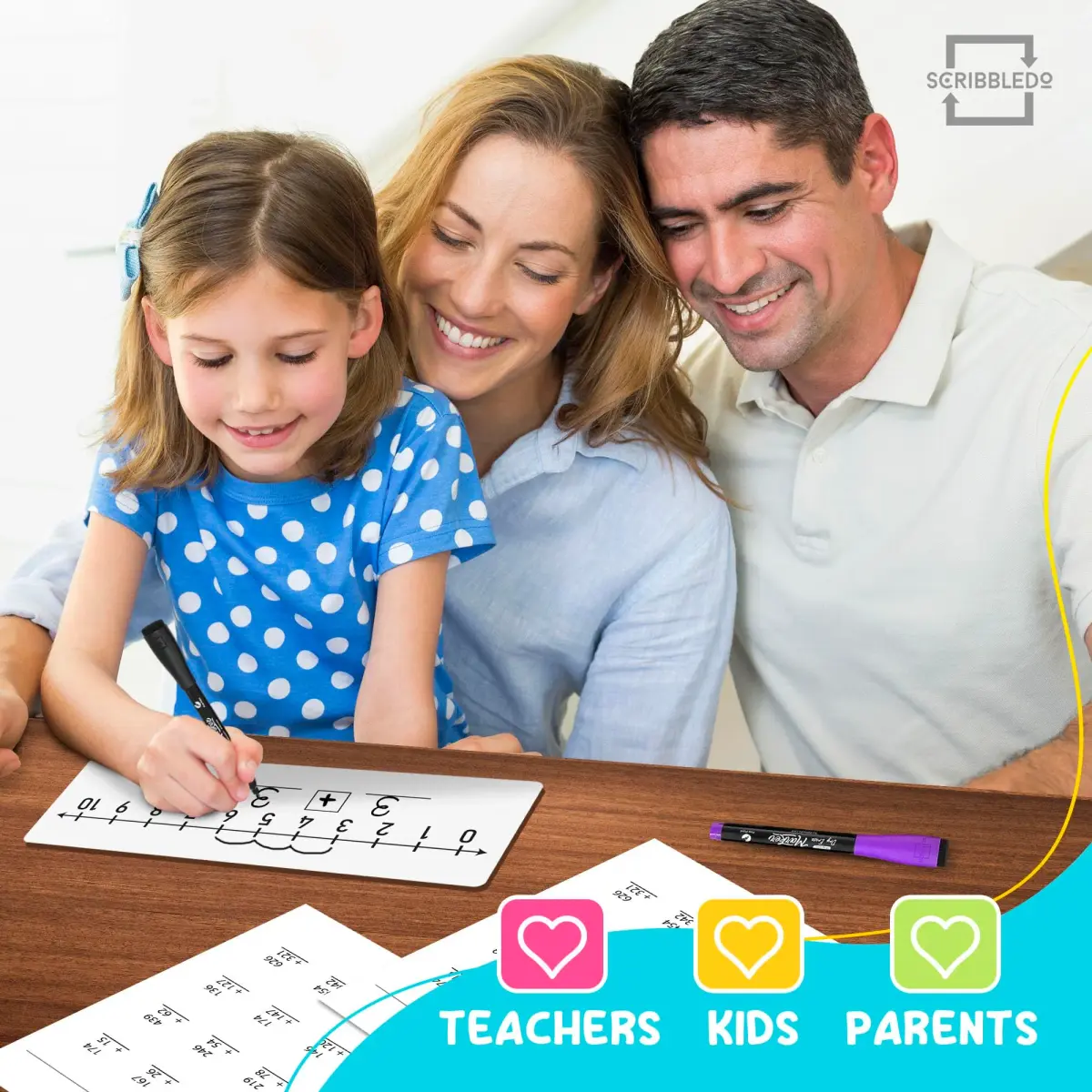 Scribbledo Dry Erase Number Line Board 12x4 Inches Double Sided 5 Pack | Math Practice for Students - view 7