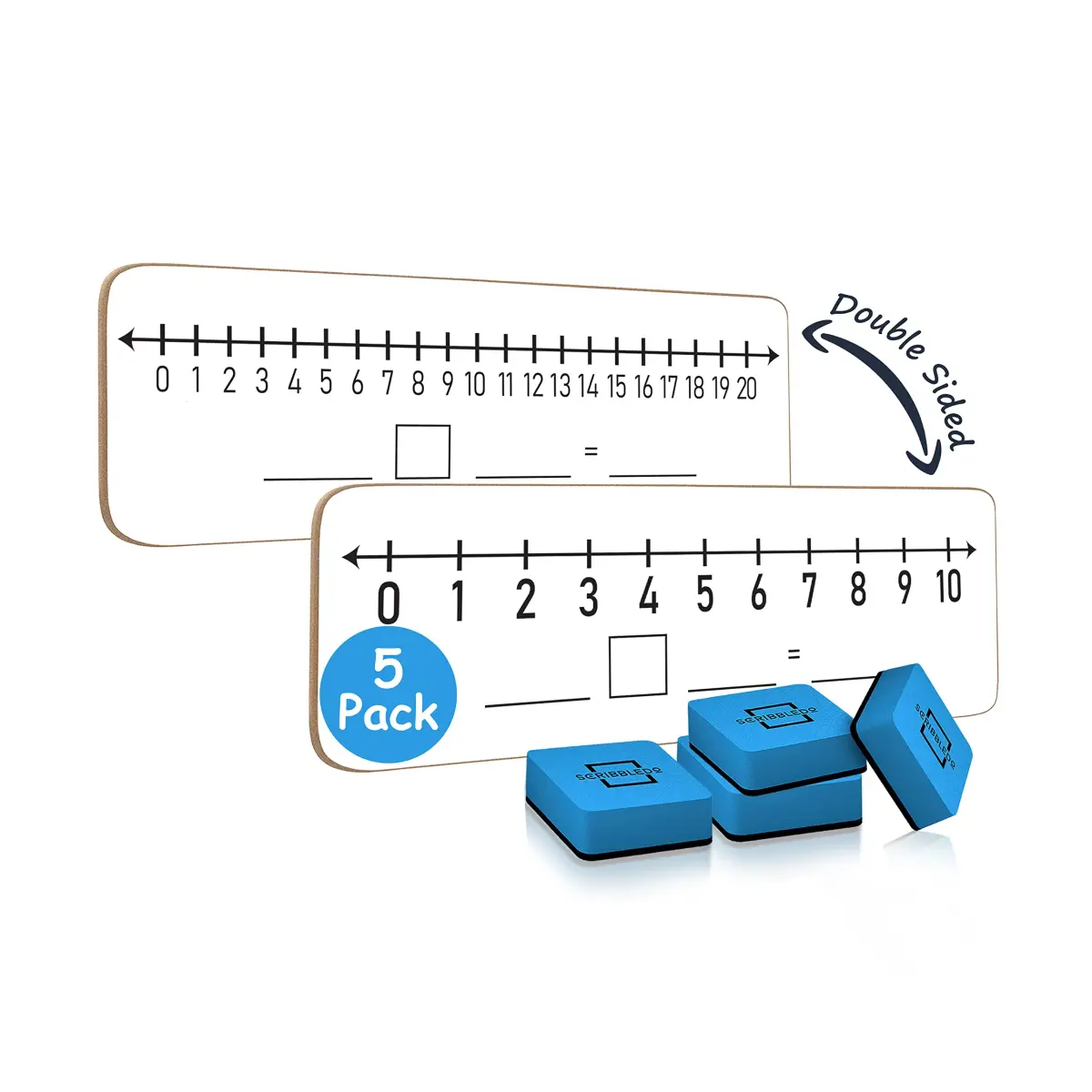 Scribbledo Dry Erase Number Line Board 12x4 Inches Double Sided 5 Pack | Math Practice for Students - view 8