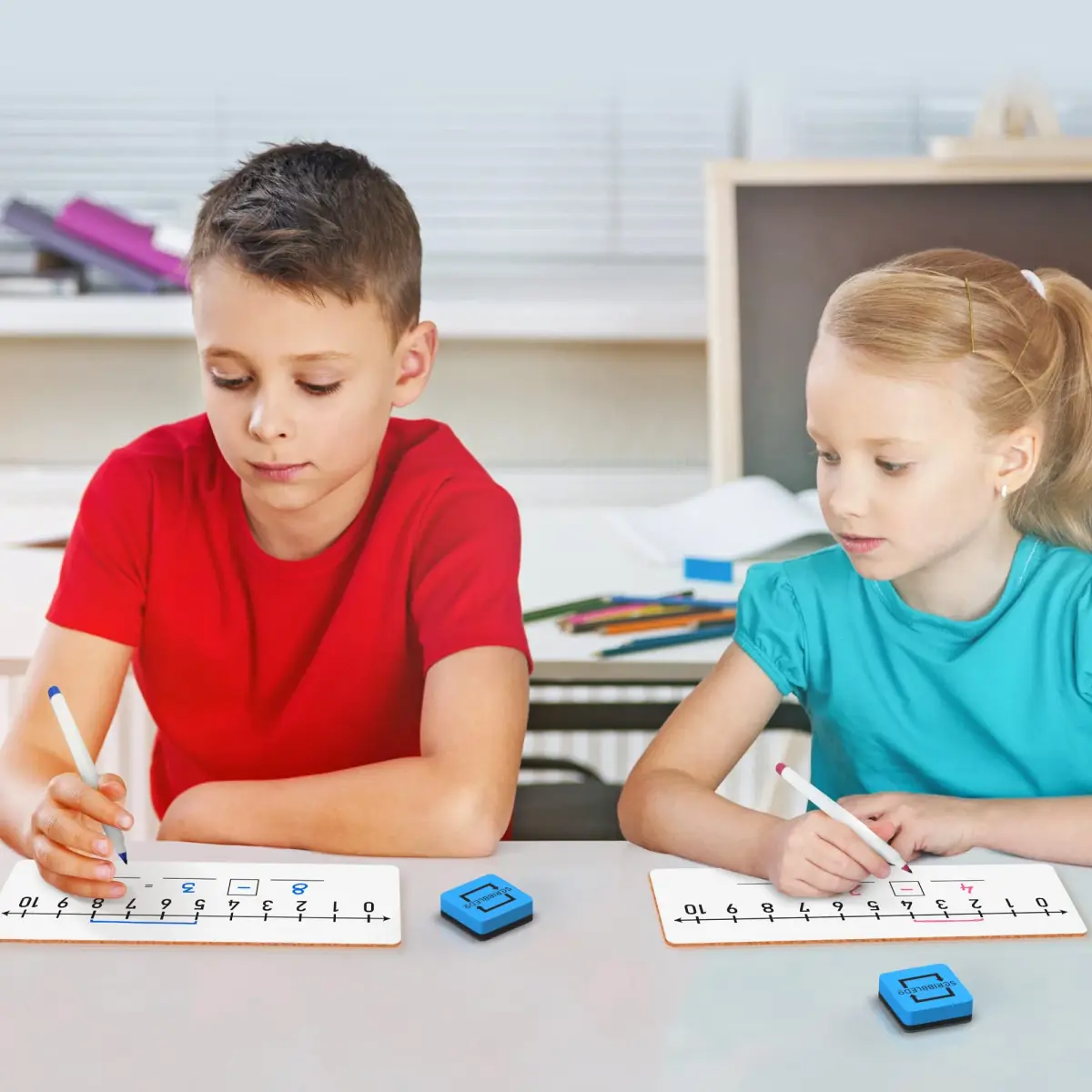 Scribbledo Dry Erase Number Line Board 12x4 Inches Double Sided 5 Pack | Math Practice for Students - view 2