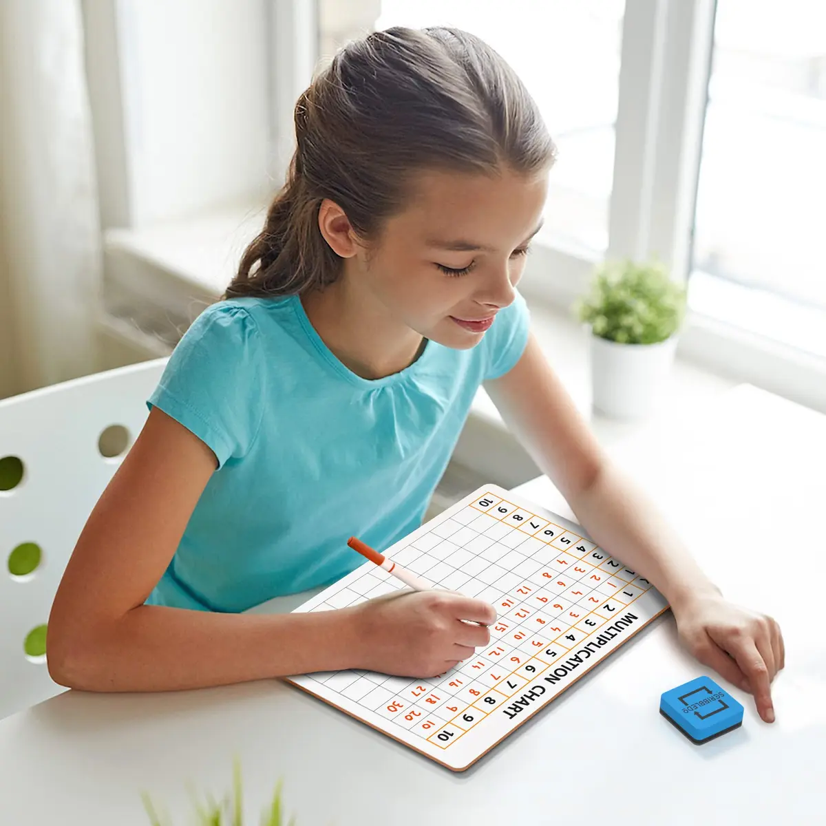 Scribbledo Multiplication Chart Dry Erase Boards 9x12 Inch (22.86cm x 30.48cm), 5 Pack with Erasers | Reusable Math Practice for Grades 3-5 - view 6