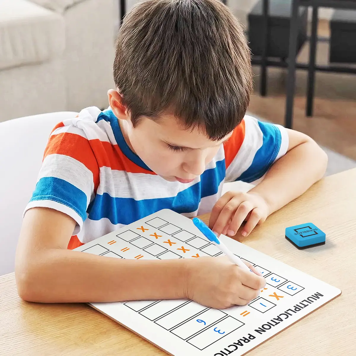 Scribbledo Multiplication Chart Dry Erase Boards 9x12 Inch (22.86cm x 30.48cm), 5 Pack with Erasers | Reusable Math Practice for Grades 3-5 - view 7