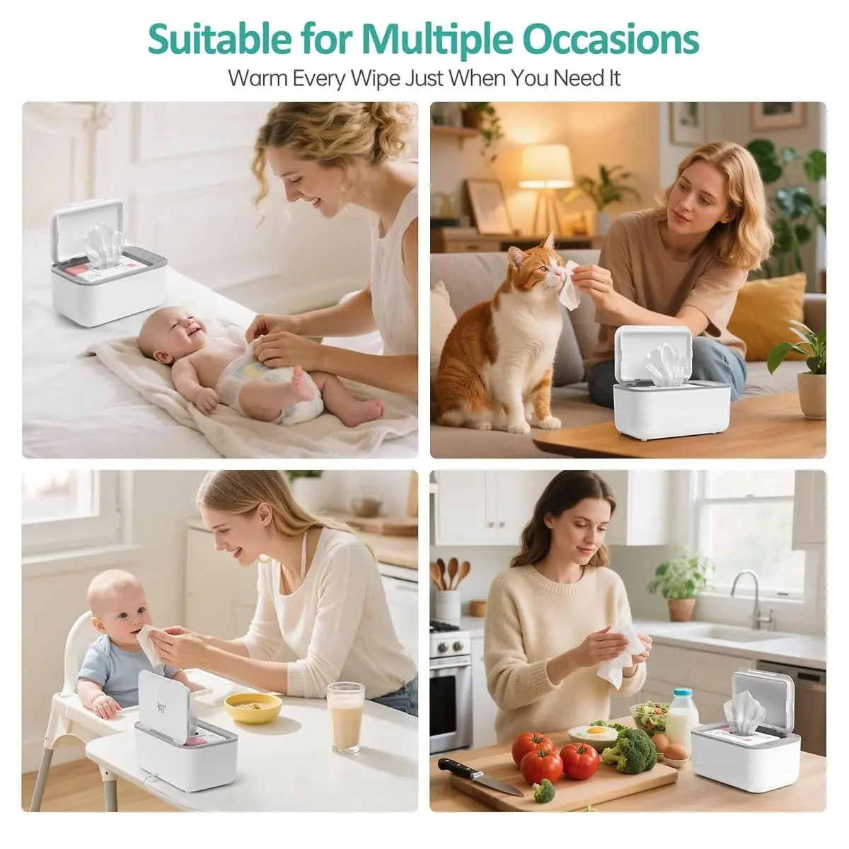 Chefhandy Baby Wipe Warmer with Surround Heating, Large Capacity, White | 200ml (7.9 x 4.8 x 3.5 Inch) - view 5