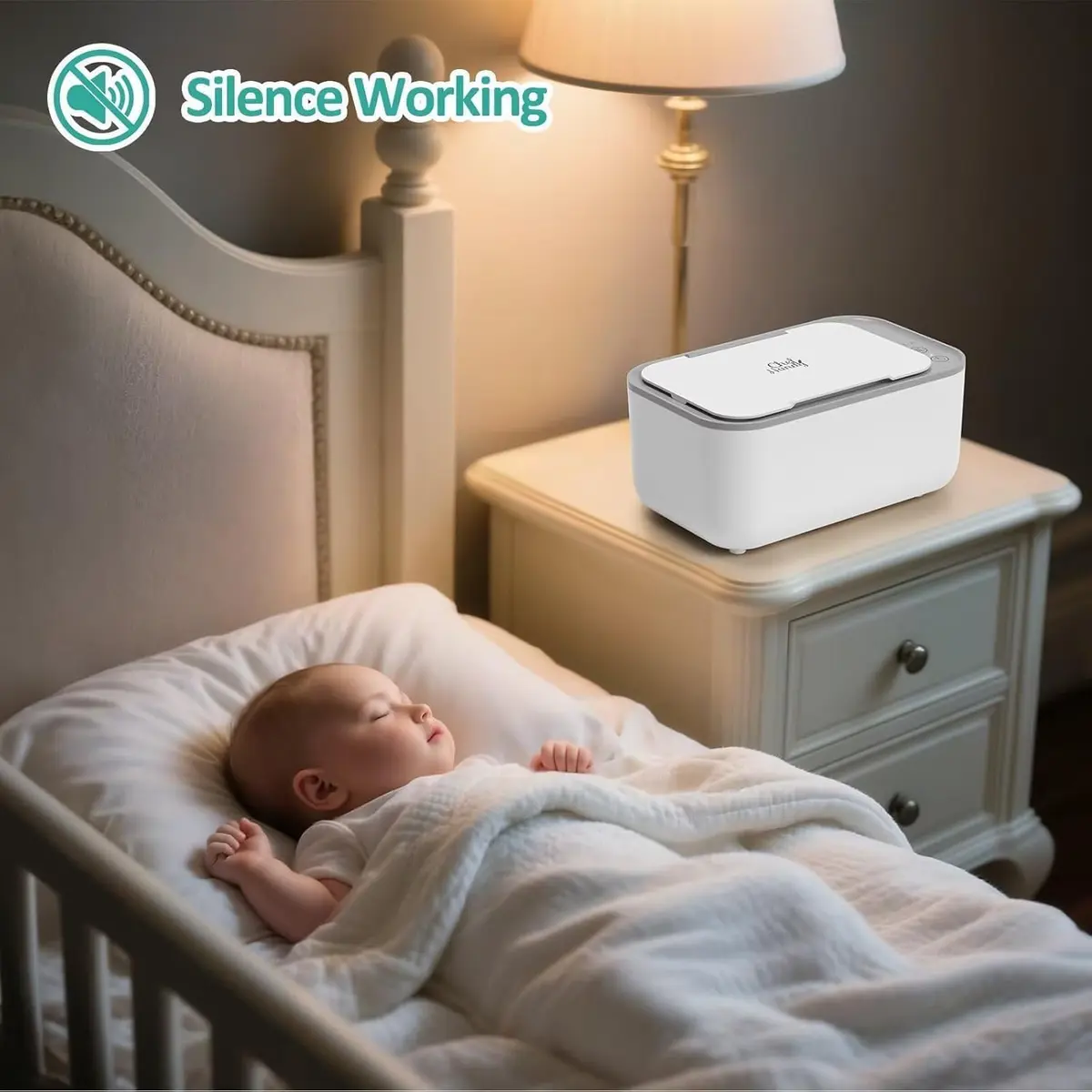 Chefhandy Baby Wipe Warmer with Surround Heating, Large Capacity, White | 200ml (7.9 x 4.8 x 3.5 Inch) - view 7
