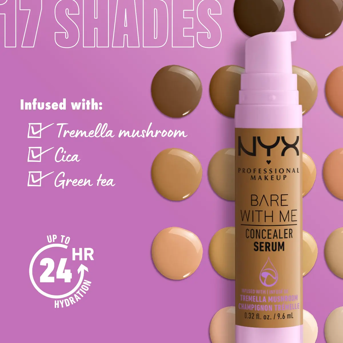 NYX PROFESSIONAL MAKEUP Bare With Me Concealer Serum Tan 9.6ml (0.32 Fl Oz) | 24Hr Hydration - view 5