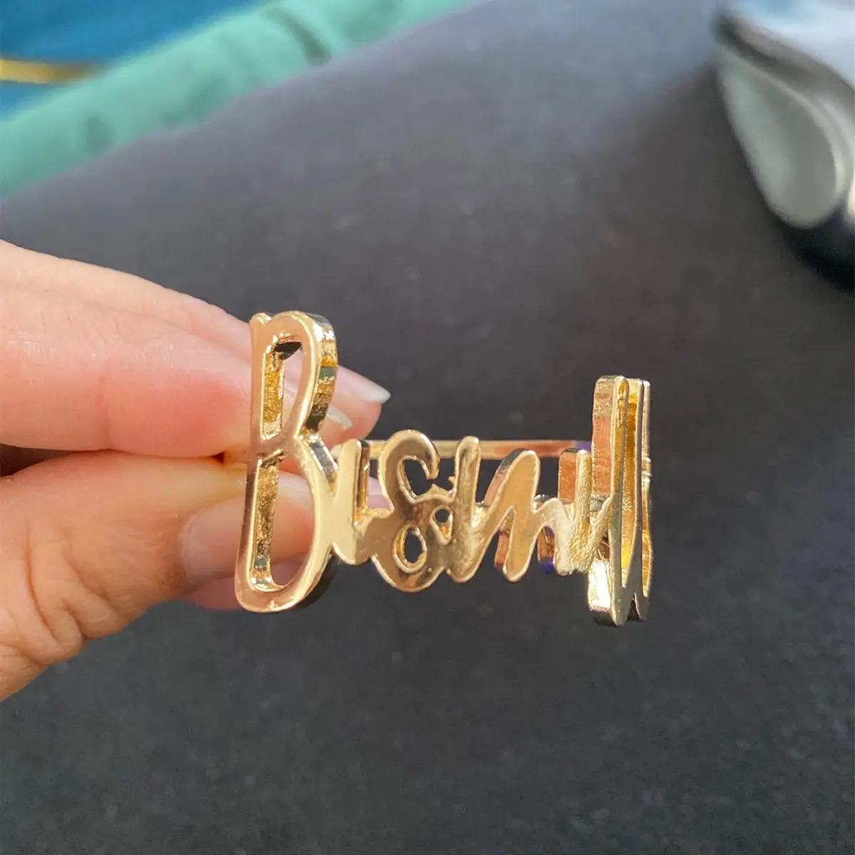 YODOOLTLY Gold 6 pcs Napkin Ring Set | Elegant Letter Metal Table Decor for Weddings & Ramadan - view 5