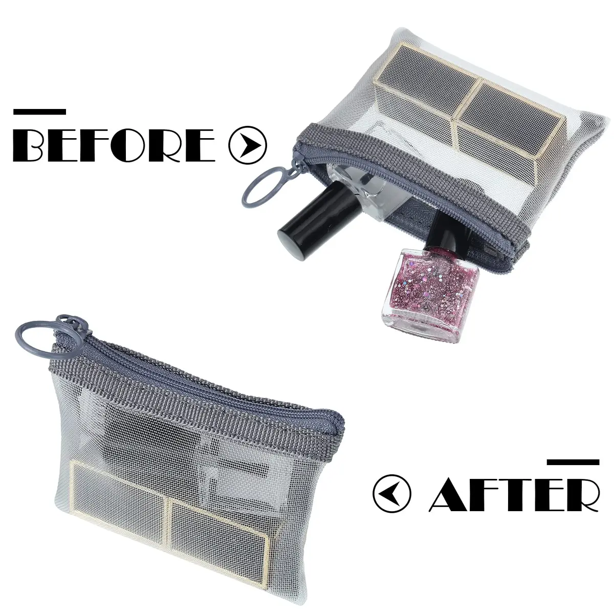 Frienda 10 Pcs Small Mesh Zipper Bags 7.6cm x 10.2cm (3 x 4 Inch) | Grey Cosmetic Travel Pouches - view 4