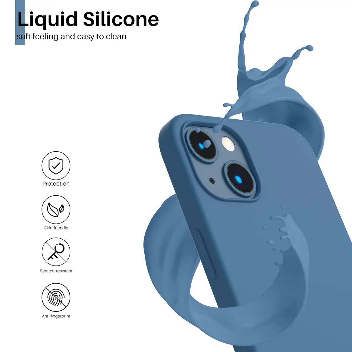 ORNARTO Slim Liquid Silicone Case for iPhone 13 (6.1-inch) | 3-Layer Full Coverage Soft Gel Protective Cover - view 3