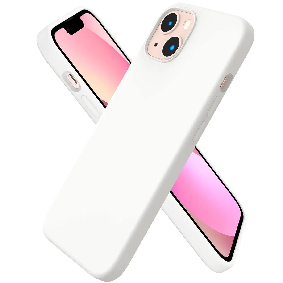 ORNARTO Liquid Silicone Case for iPhone 13 (6.1-inch), White | Shockproof, Slim Fit, Wireless Charging Compatible - main product image