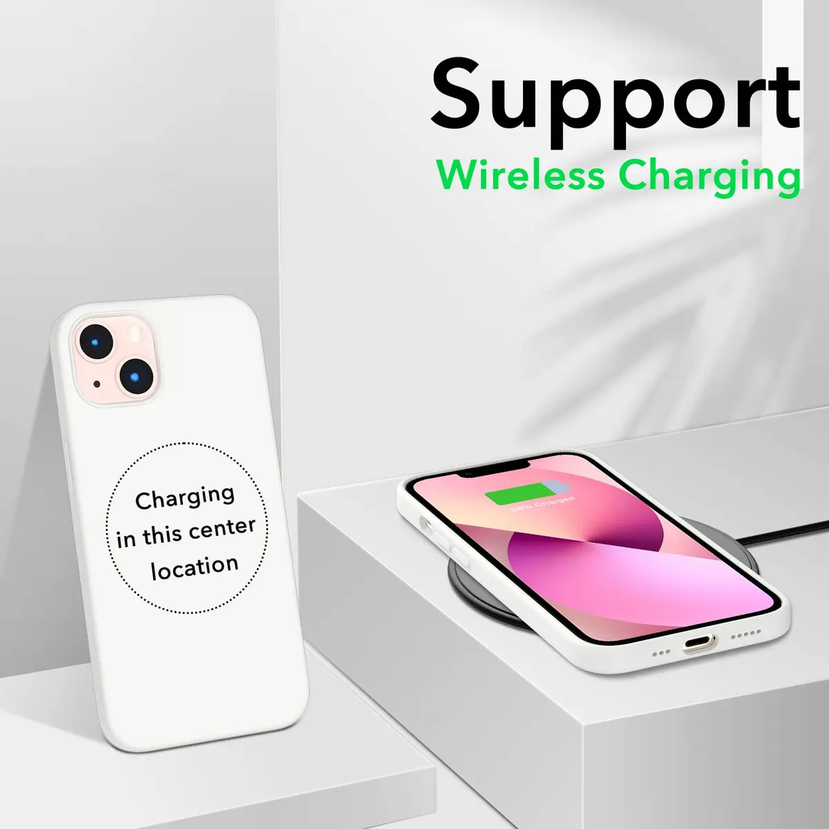 ORNARTO Liquid Silicone Case for iPhone 13 (6.1-inch), White | Shockproof, Slim Fit, Wireless Charging Compatible - view 5
