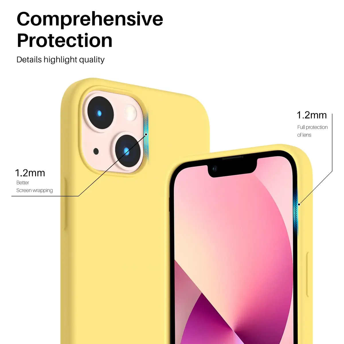 ORNARTO Liquid Silicone Case for iPhone 13 Mini (5.4 inches) | Shock-Absorbent, Smooth Touch, Microfiber Lining - view 4