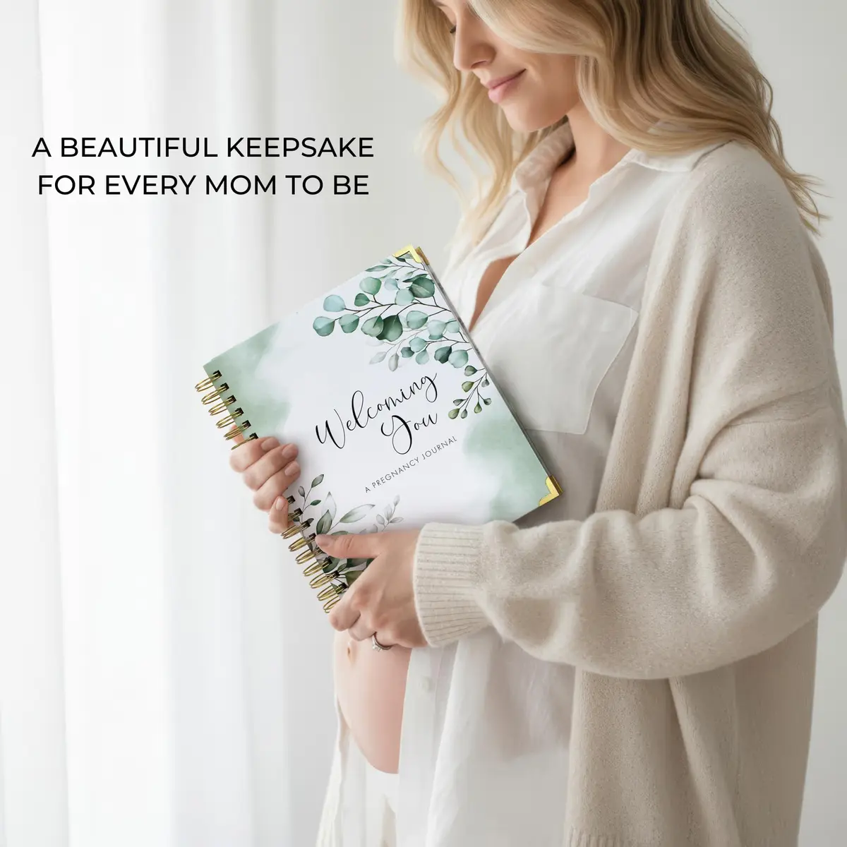 ZICOTO Pregnancy Journal and Memory Book with Stickers | 9x10 inches, 105 pages, Greenery design - view 5