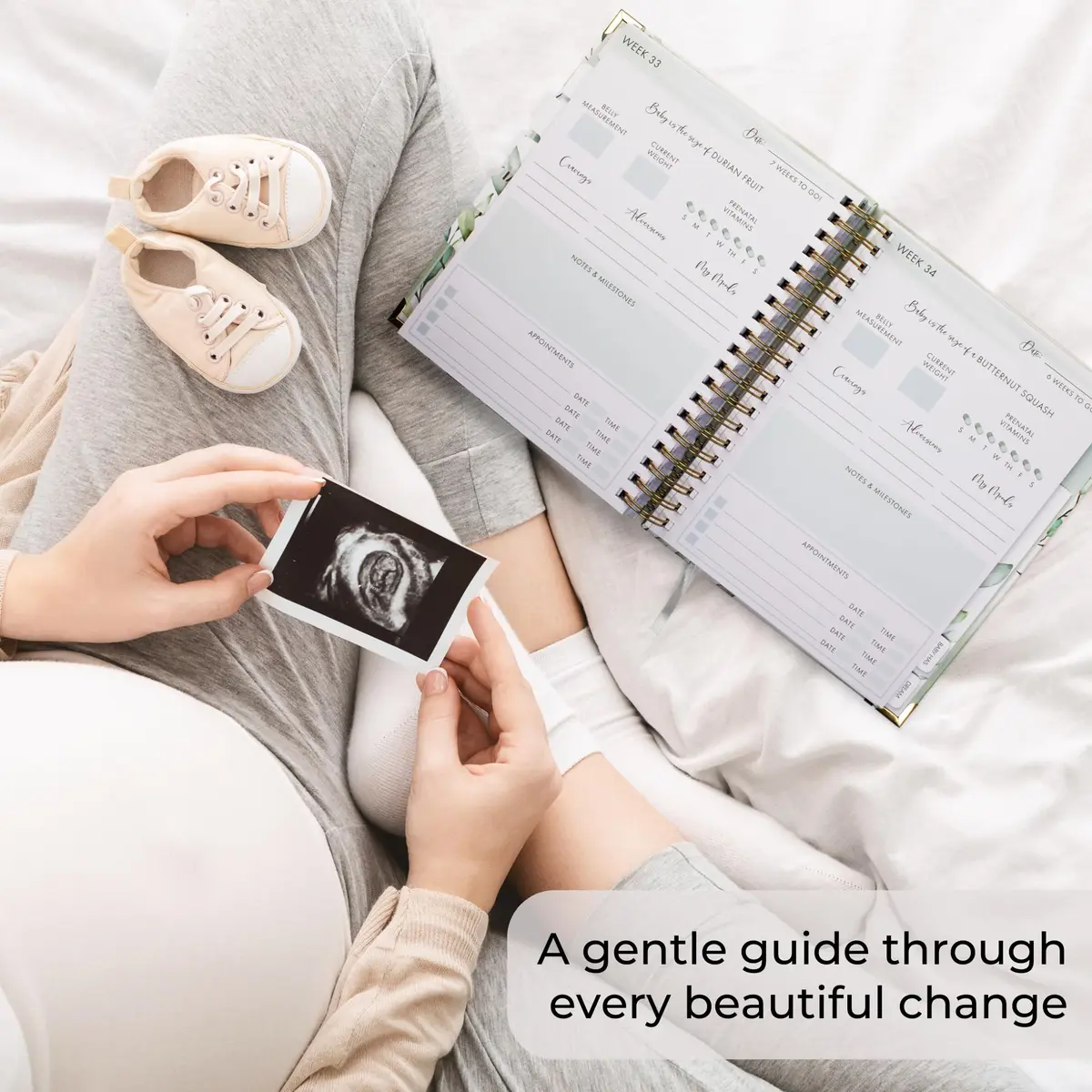 ZICOTO Pregnancy Journal and Memory Book with Stickers | 9x10 inches, 105 pages, Greenery design - view 7