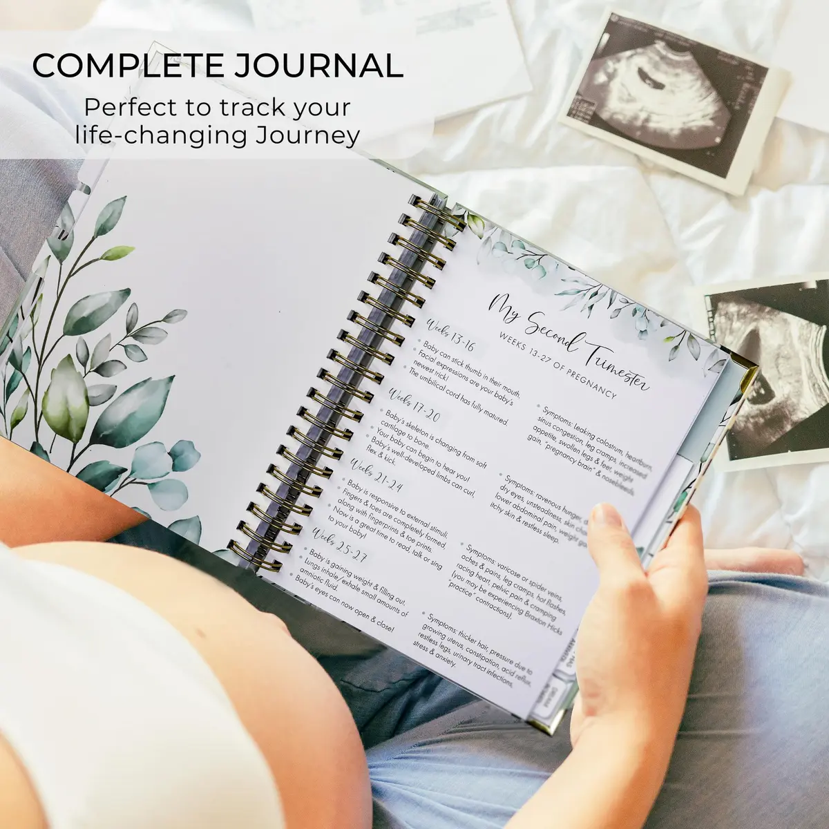ZICOTO Pregnancy Journal and Memory Book with Stickers | 9x10 inches, 105 pages, Greenery design - view 4