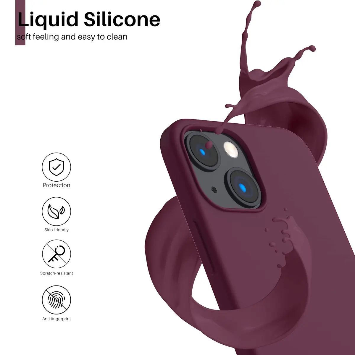ORNARTO Liquid Silicone Case for iPhone 13 Mini (5.4 inches) | Shock-Absorbent, Smooth Touch, Microfiber Lining - view 3