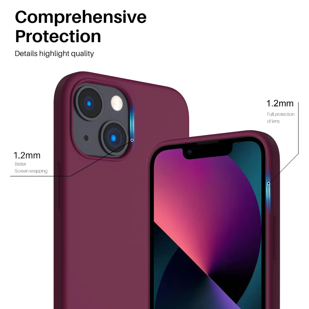 ORNARTO Liquid Silicone Case for iPhone 13 Mini (5.4 inches) | Shock-Absorbent, Smooth Touch, Microfiber Lining - view 4