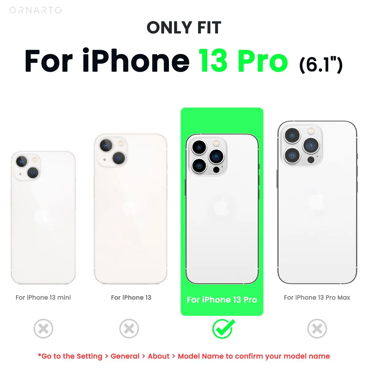 ORNARTO Liquid Silicone Case for iPhone 13 Pro 6.1-inch (15.5cm) | Smooth Touch & Reinforced Toughness - view 2