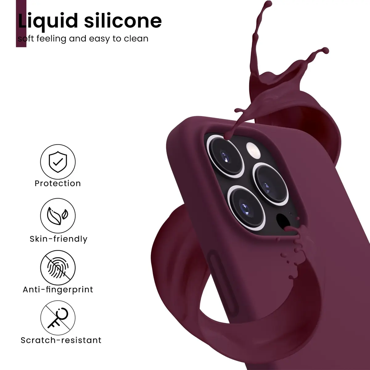 ORNARTO Liquid Silicone Case for iPhone 13 Pro 6.1-inch (15.5cm) | Smooth Touch & Reinforced Toughness - view 3