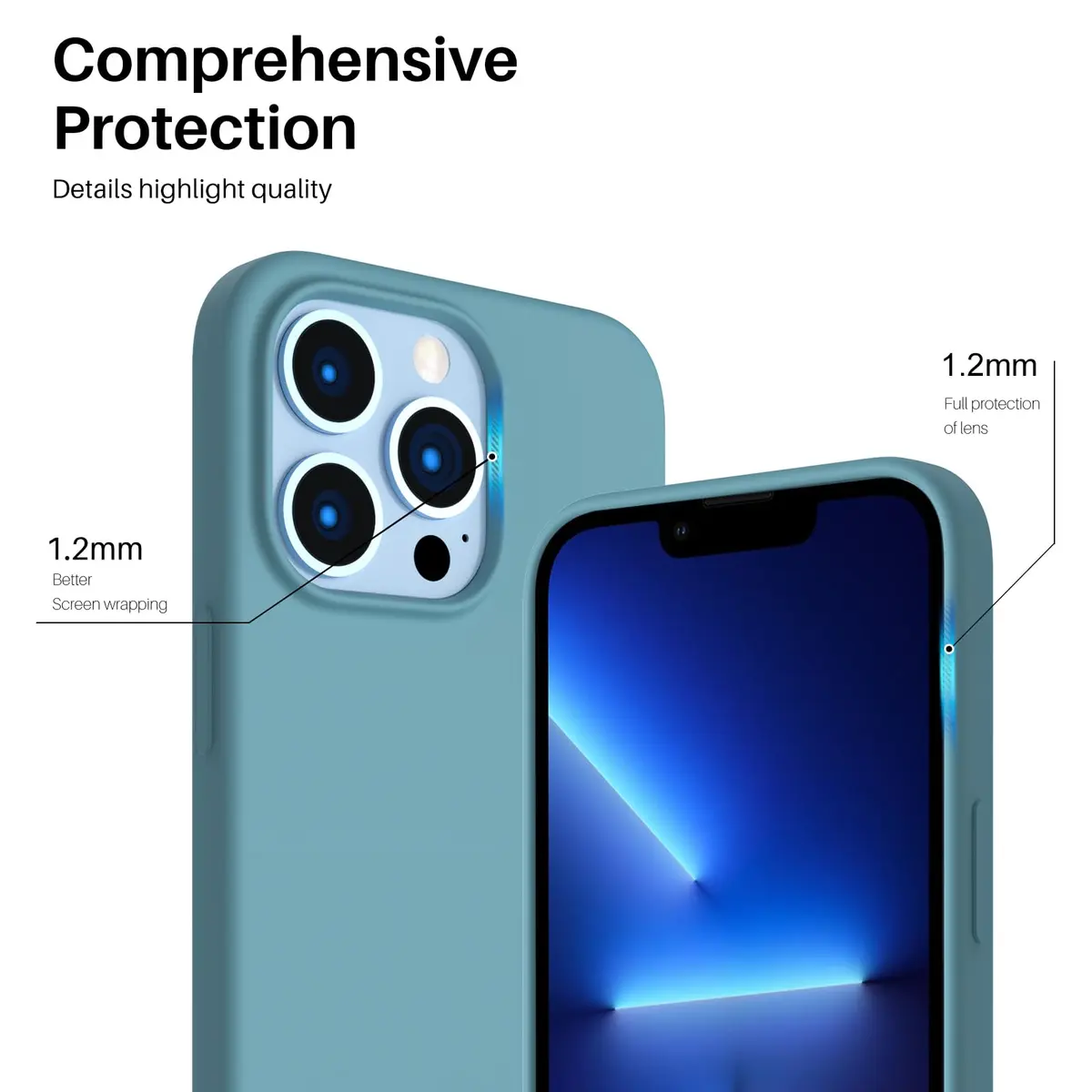 ORNARTO for iPhone 13 Pro Case, Slim Liquid Silicone, Cactus | Shockproof, Dustproof & Easy to Clean - view 4