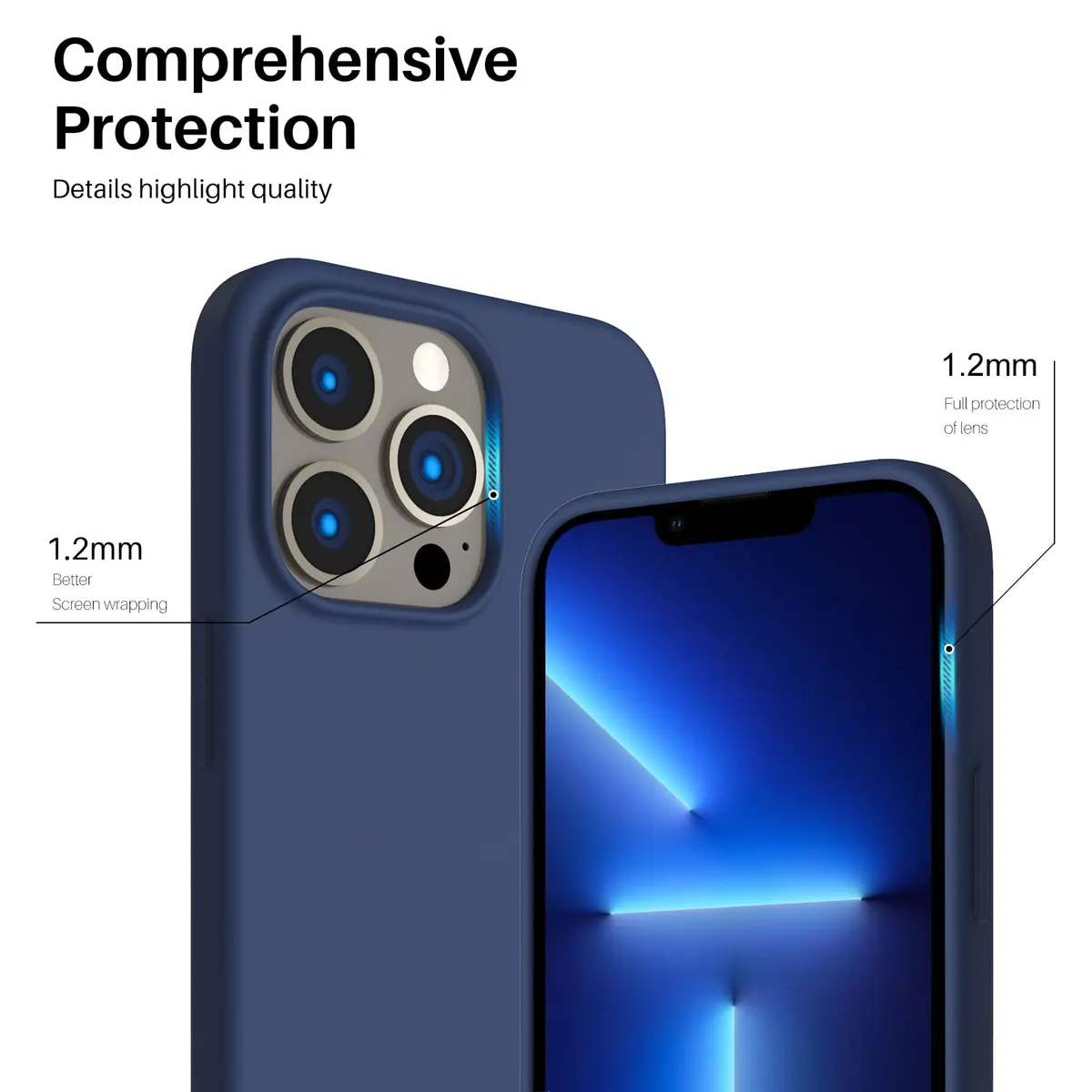 ORNARTO Liquid Silicone Case for iPhone 13 Pro 6.1-inch | Slim Fit with Microfiber Lining - view 4