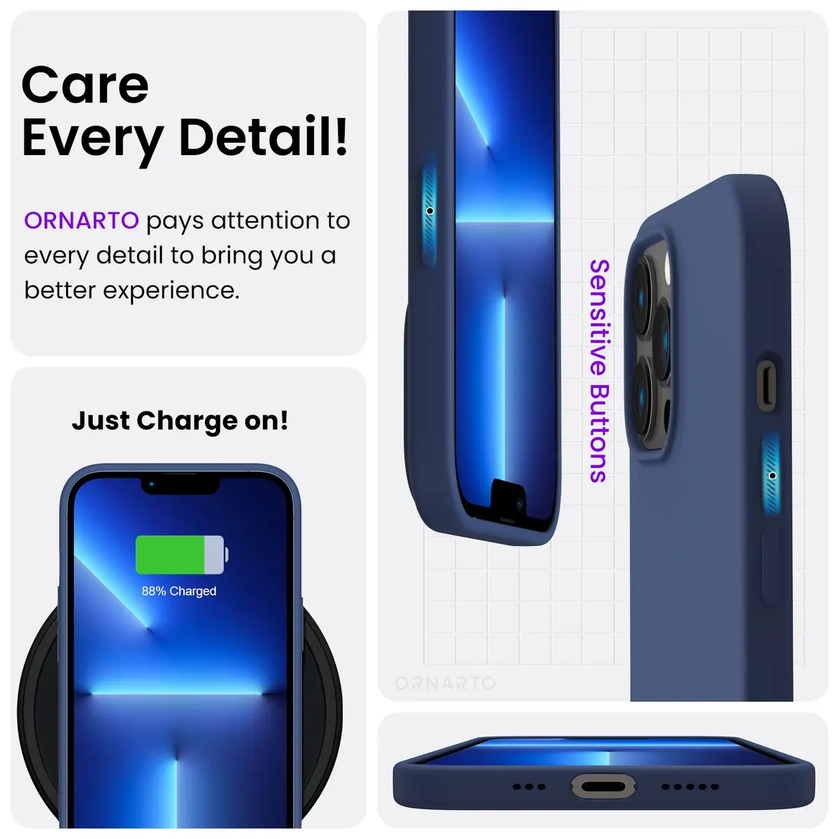 ORNARTO Liquid Silicone Case for iPhone 13 Pro 6.1-inch | Slim Fit with Microfiber Lining - view 5