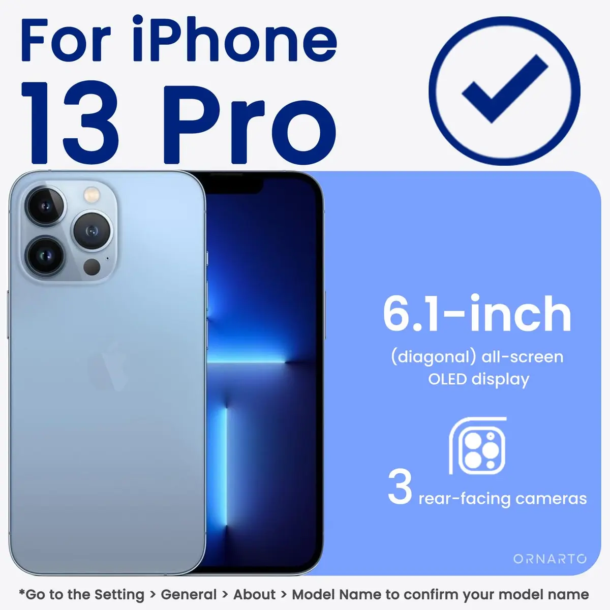 ORNARTO Liquid Silicone Case for iPhone 13 Pro 6.1-inch | Slim Fit with Microfiber Lining - view 2