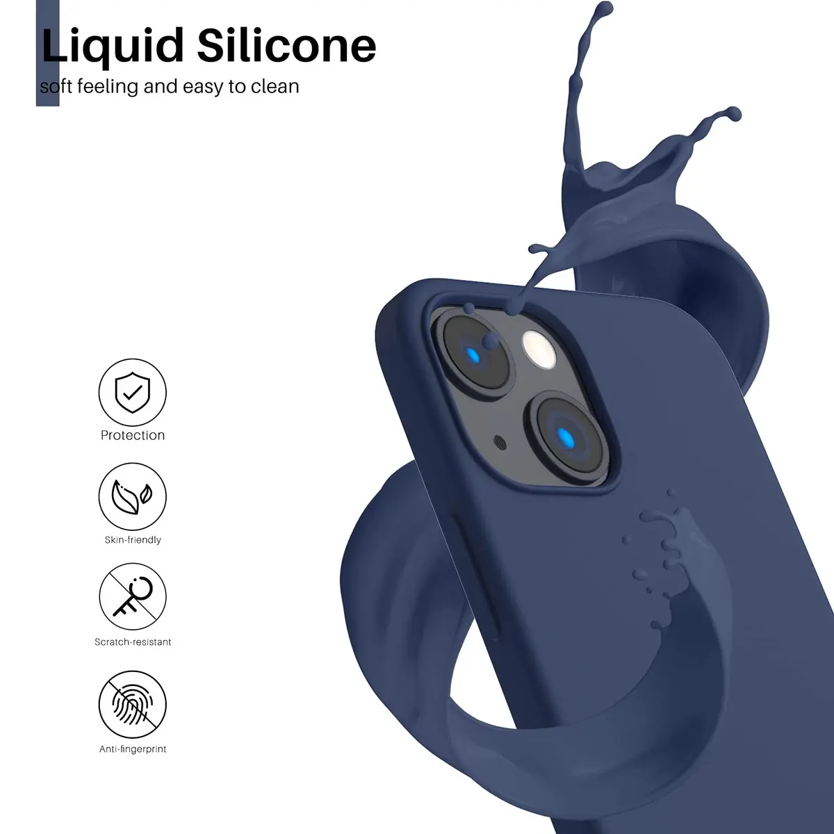 ORNARTO Liquid Silicone Case for iPhone 13 Mini 5.4 inch (13.5 cm) | Soft Gel Rubber with Microfiber Lining - view 3
