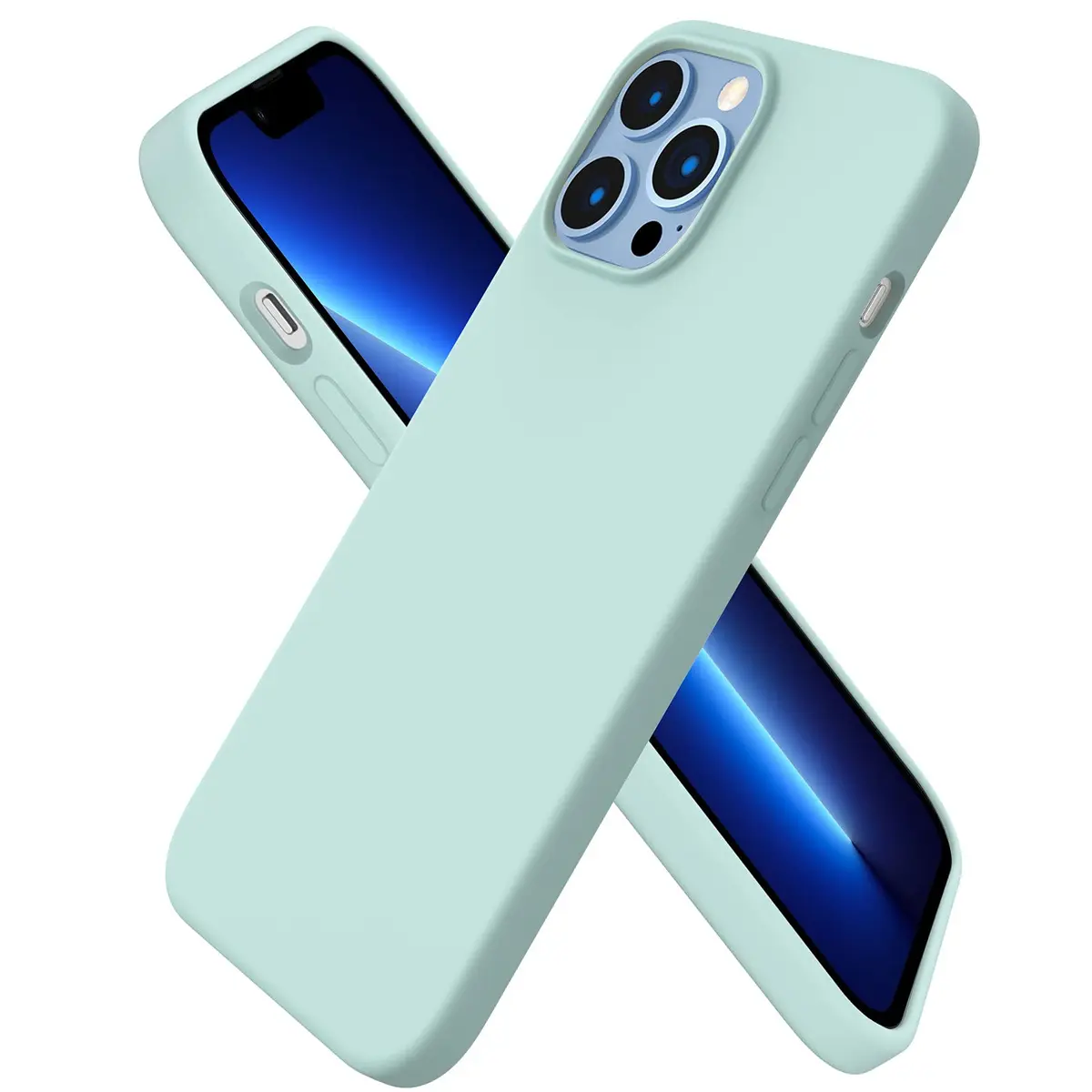ORNARTO Compatible with iPhone 13 Pro Max Case 6.7" | Liquid Silicone, Full Coverage, Soft Rubber, Mint Green - main product image