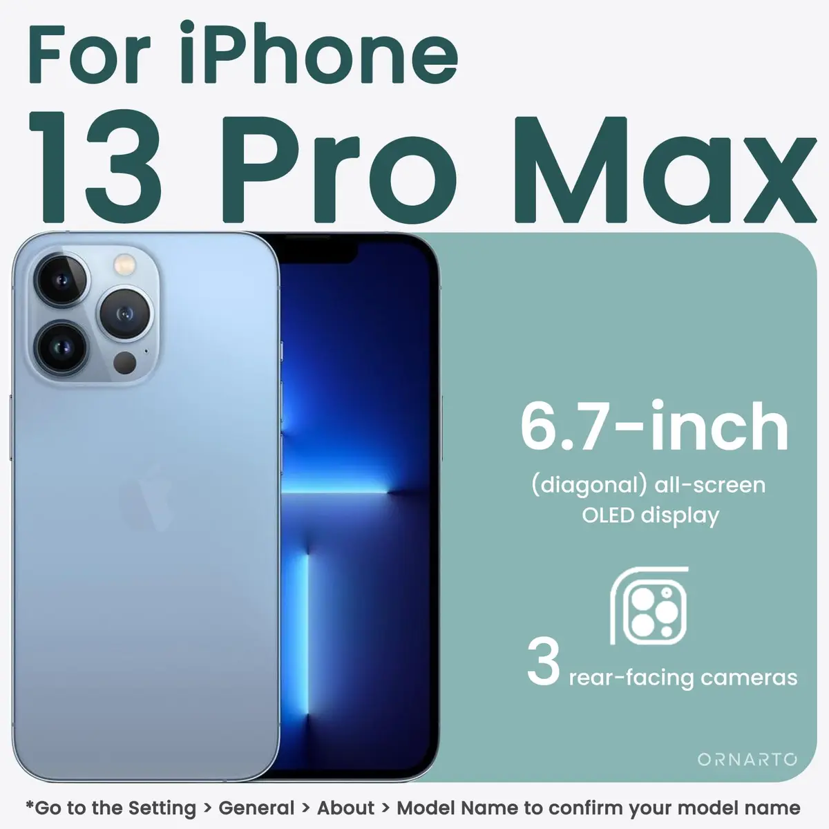 ORNARTO Compatible with iPhone 13 Pro Max Case 6.7" | Liquid Silicone, Full Coverage, Soft Rubber, Mint Green - view 2
