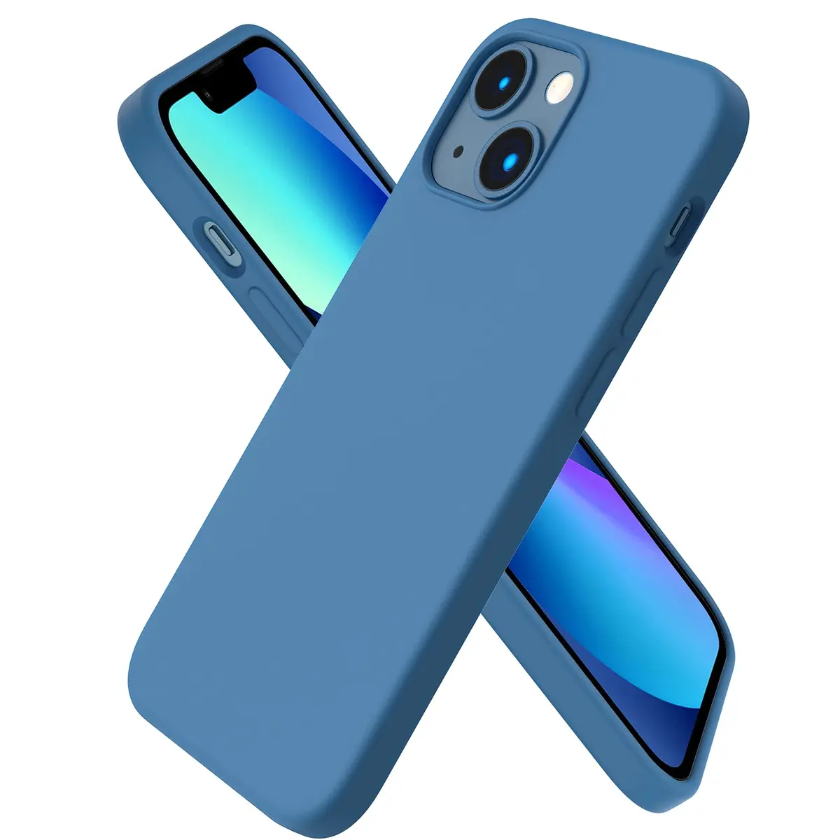 ORNARTO Compatible with iPhone 13 Mini Case, Slim Liquid Silicone 5.4 inch | Full Coverage, Microfiber Cushion, 3 Layers, Blue - main product image