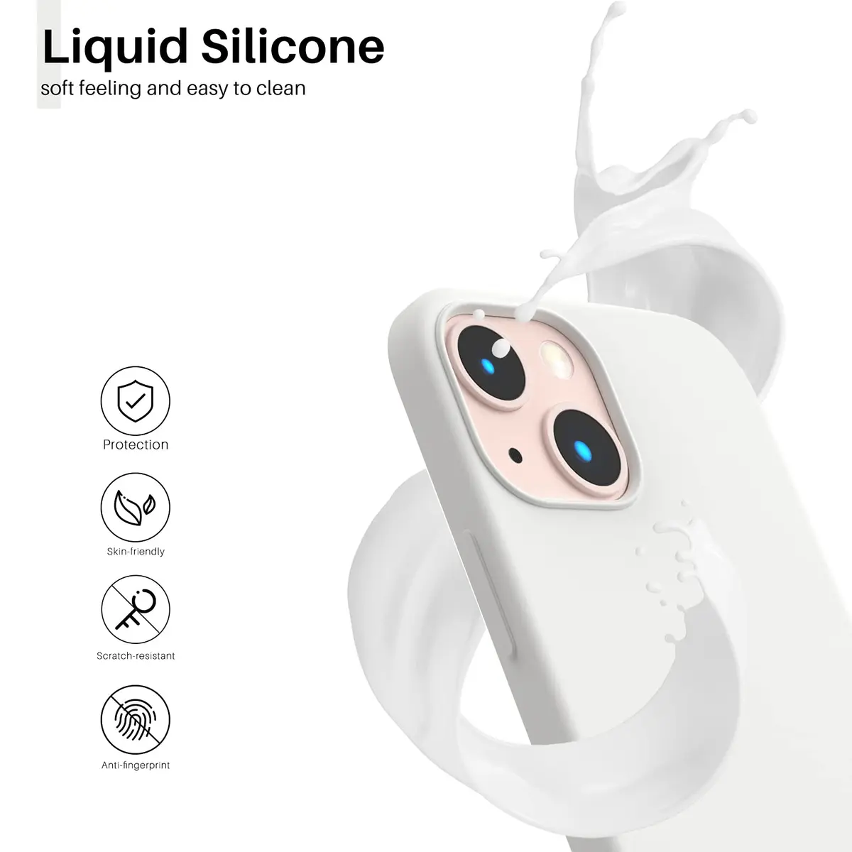ORNARTO Liquid Silicone Case for iPhone 13 Mini (5.4 inches) | SGS Drop-Tested, Microfiber Lining - view 3