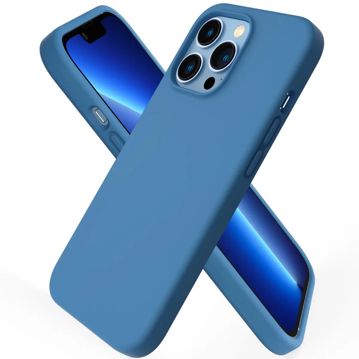 ORNARTO for iPhone 13 Pro Case, Slim Liquid Silicone, Blue | Anti-Dust & Shock-Absorbent - main product image