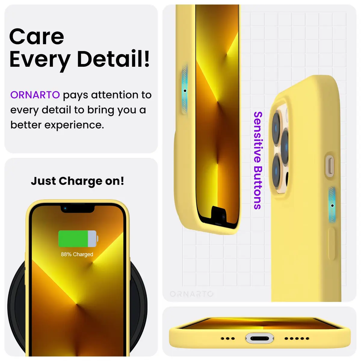 ORNARTO Liquid Silicone Case for iPhone 13 Pro 6.1-inch | Slim Fit, Smooth Touch - view 5