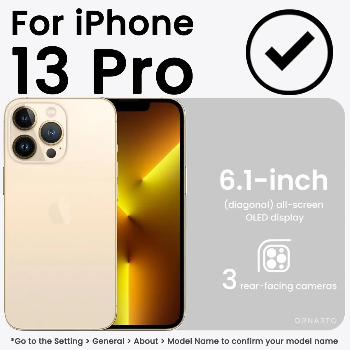 ORNARTO Liquid Silicone Case for iPhone 13 Pro 6.1-inch | Slim Fit, Smooth Touch - view 2