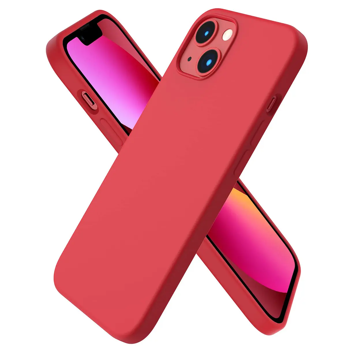 ORNARTO Liquid Silicone Case for iPhone 13, Red | Shockproof & Dustproof, 6.1 inch - main product image