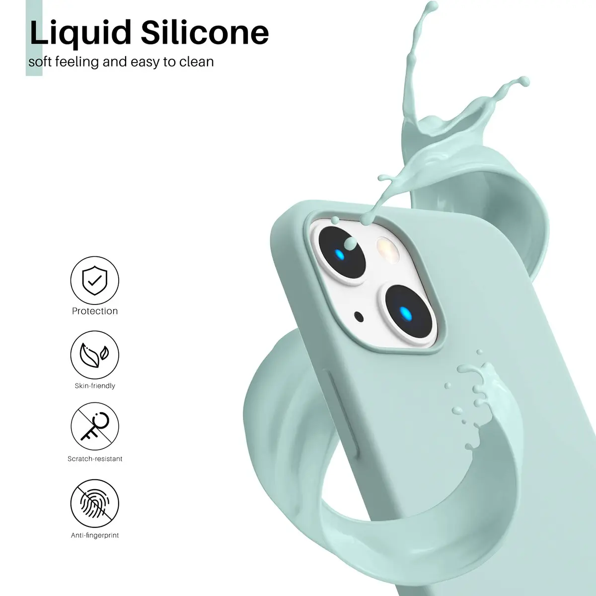 ORNARTO Liquid Silicone Case for iPhone 13 Mini 5.4 inch | Mint Green - view 3