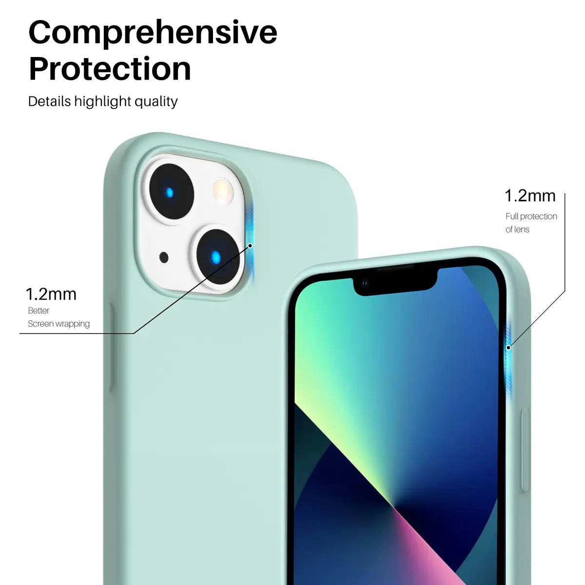 ORNARTO Liquid Silicone Case for iPhone 13 Mini 5.4 inch | Mint Green - view 4