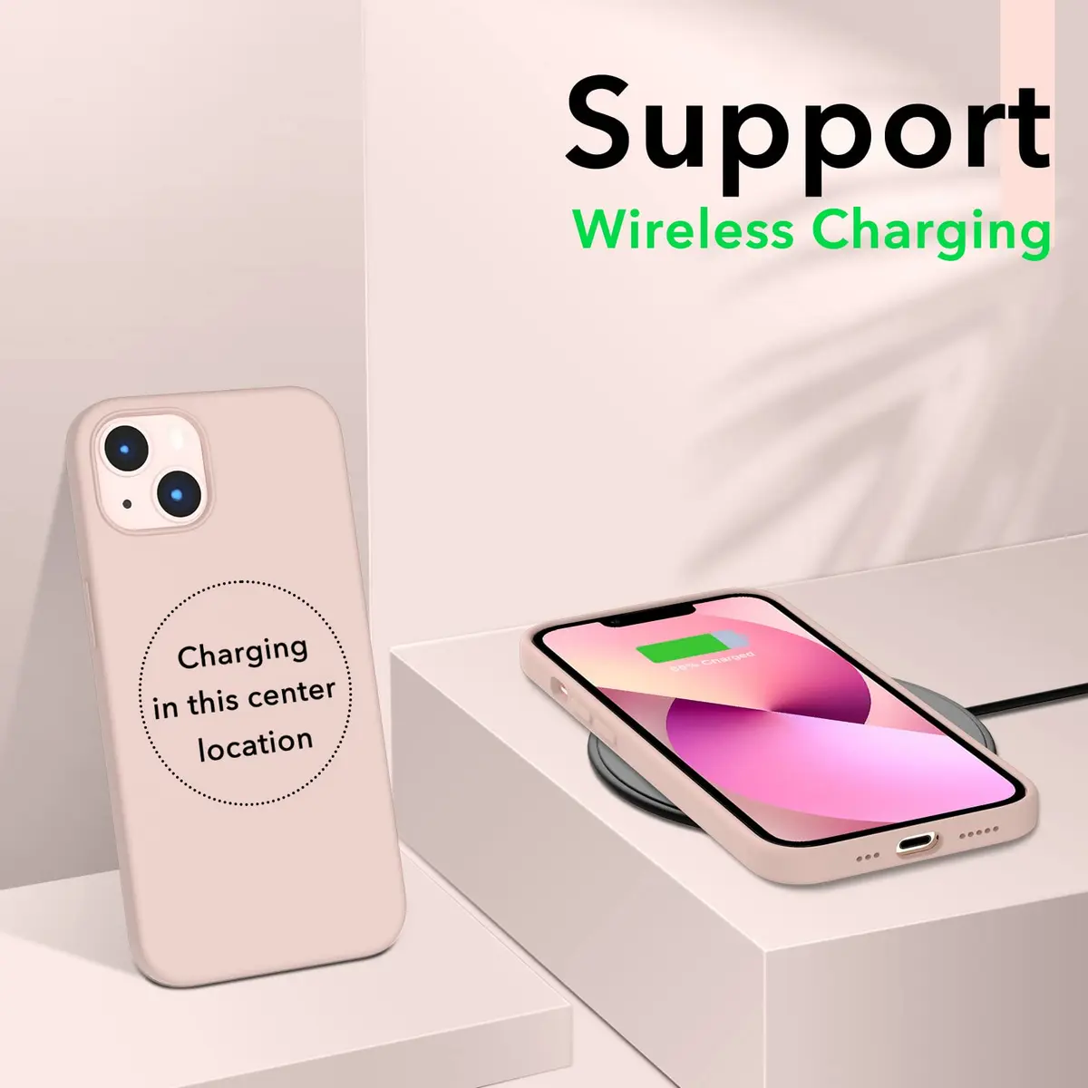 ORNARTO Liquid Silicone Case for iPhone 13, Sand Chalk Pink | Shockproof & Dustproof - view 5