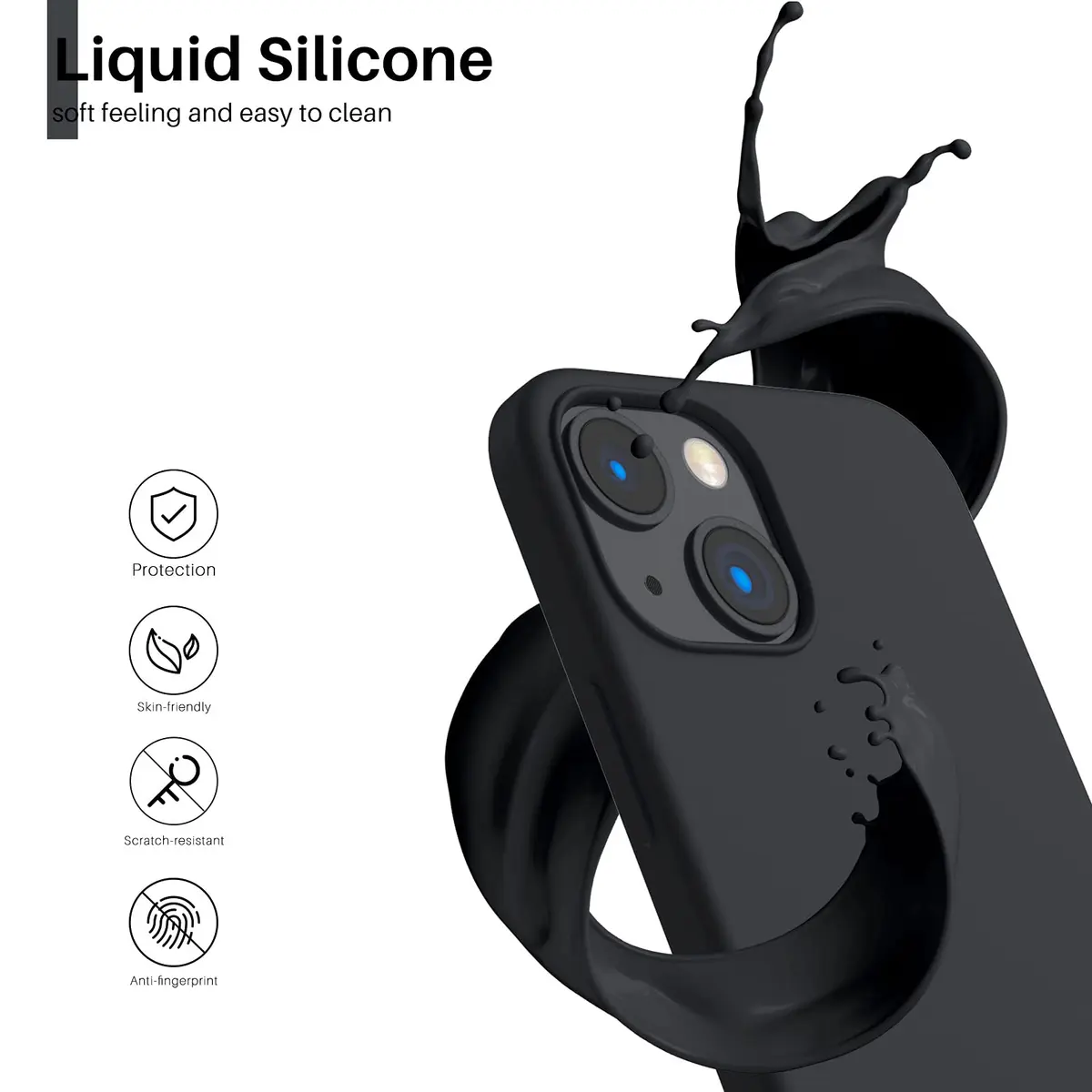 ORNARTO Liquid Silicone Case for iPhone 13 Mini (5.4") | Smooth Touch, Shock-Absorbent, Camera Protector - view 3