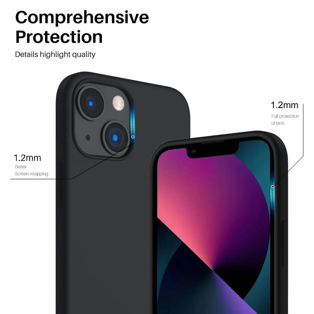 ORNARTO Liquid Silicone Case for iPhone 13 Mini (5.4") | Smooth Touch, Shock-Absorbent, Camera Protector - view 4