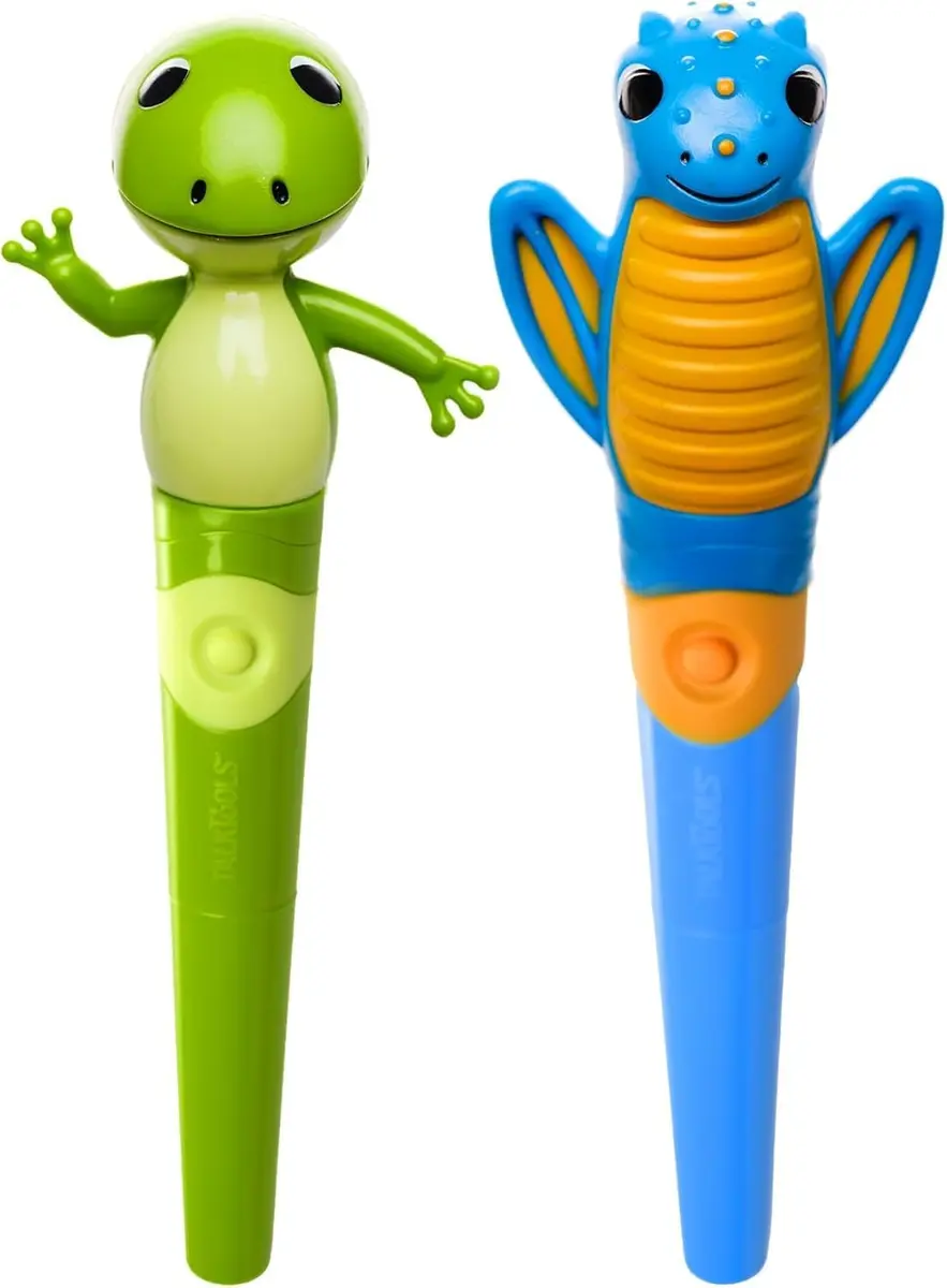 TalkTools Jiggler Oral Motor Tool Set for Kids - Vibration Sensory Awareness for Jaw & Lips, Speech & Feeding Aid | Dragon & Frog, Set of 2 (Blue & Green) - main product image