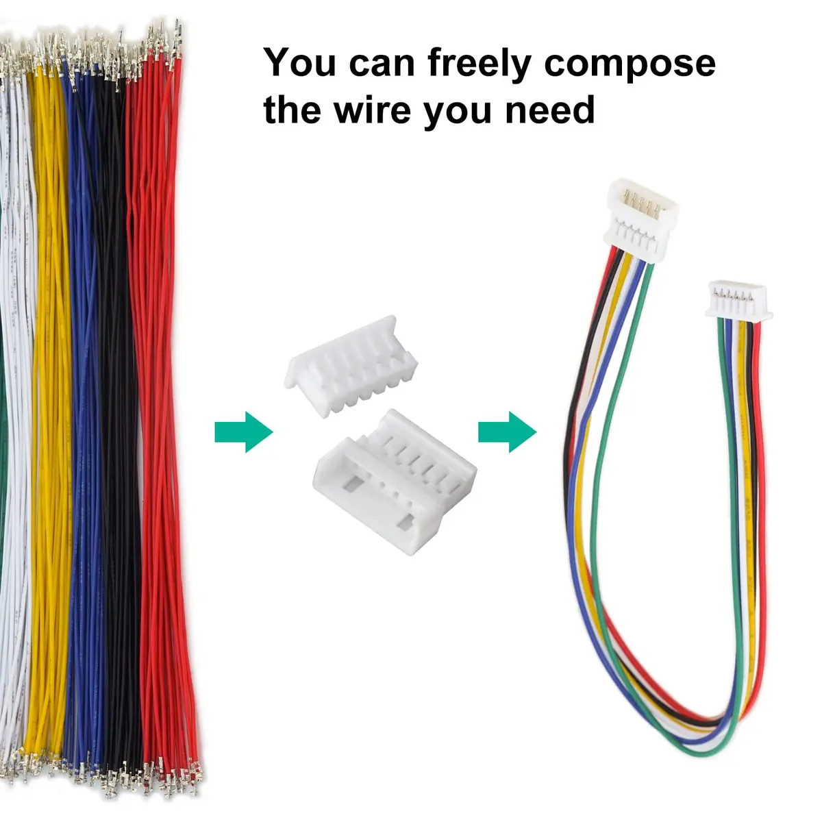 Keszoox MX 1.25mm Connector Kit with 28AWG Pre-Crimped Cables (240 Connectors, 200 Cables) | Molex PicoBlade Compatible for Pixhawk - view 3