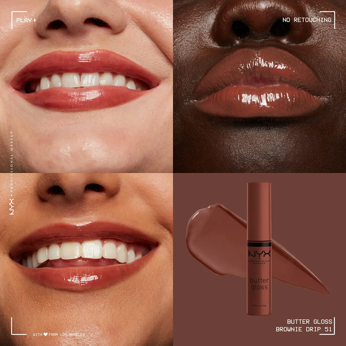 NYX PROFESSIONAL MAKEUP Butter Gloss Brown Sugar Lip Gloss - Brownie Drip (Deep Brown) - view 3