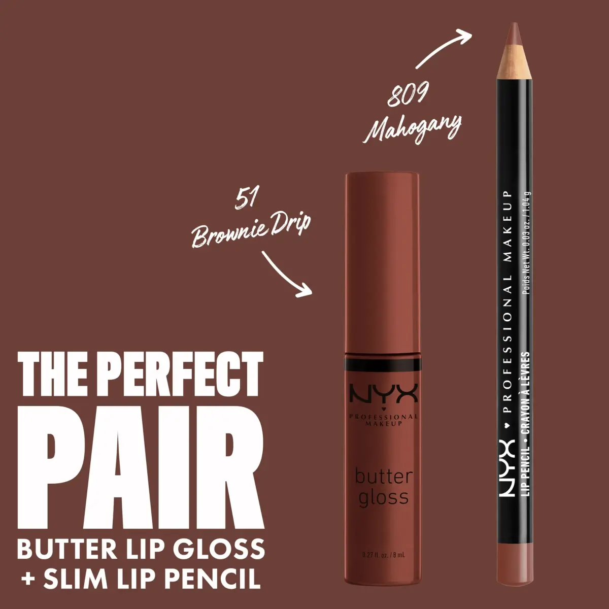 NYX PROFESSIONAL MAKEUP Butter Gloss Brown Sugar Lip Gloss - Brownie Drip (Deep Brown) - view 4
