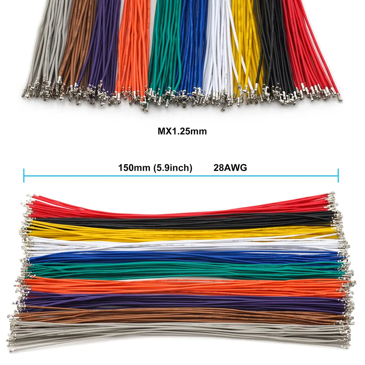 Keszoox MX 1.25mm Connector Kit with 28AWG Pre-Crimped Cables (200pcs, 150mm) | Molex PicoBlade Compatible for Pixhawk Drones - view 3