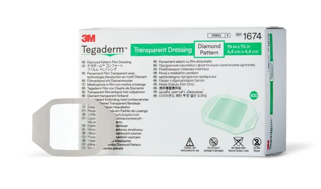 Tegaderm Diamond Pattern Film Dressing 1-3/4 in x 1-3/4 in | Waterproof, Breathable, Sterile - main product image