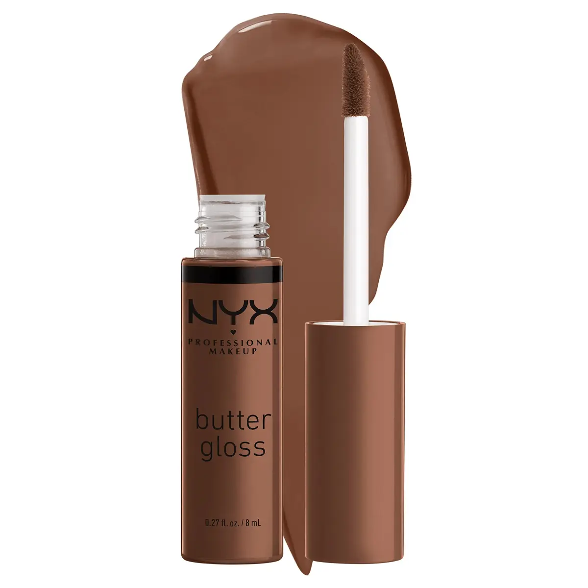 NYX PROFESSIONAL MAKEUP Butter Gloss "Brown Sugar" Non-Sticky Lip Gloss, Shade: Fudge Me (Warm Brown) - main product image