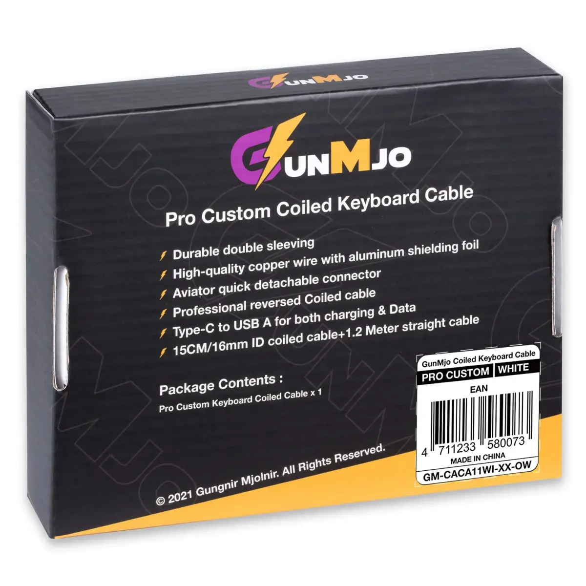 GUNMJO Pro Custom Coiled USB-C Cable 1.5m (5ft) | Double-Sleeved Mechanical Keyboard Cable with Metal Aviator - view 6